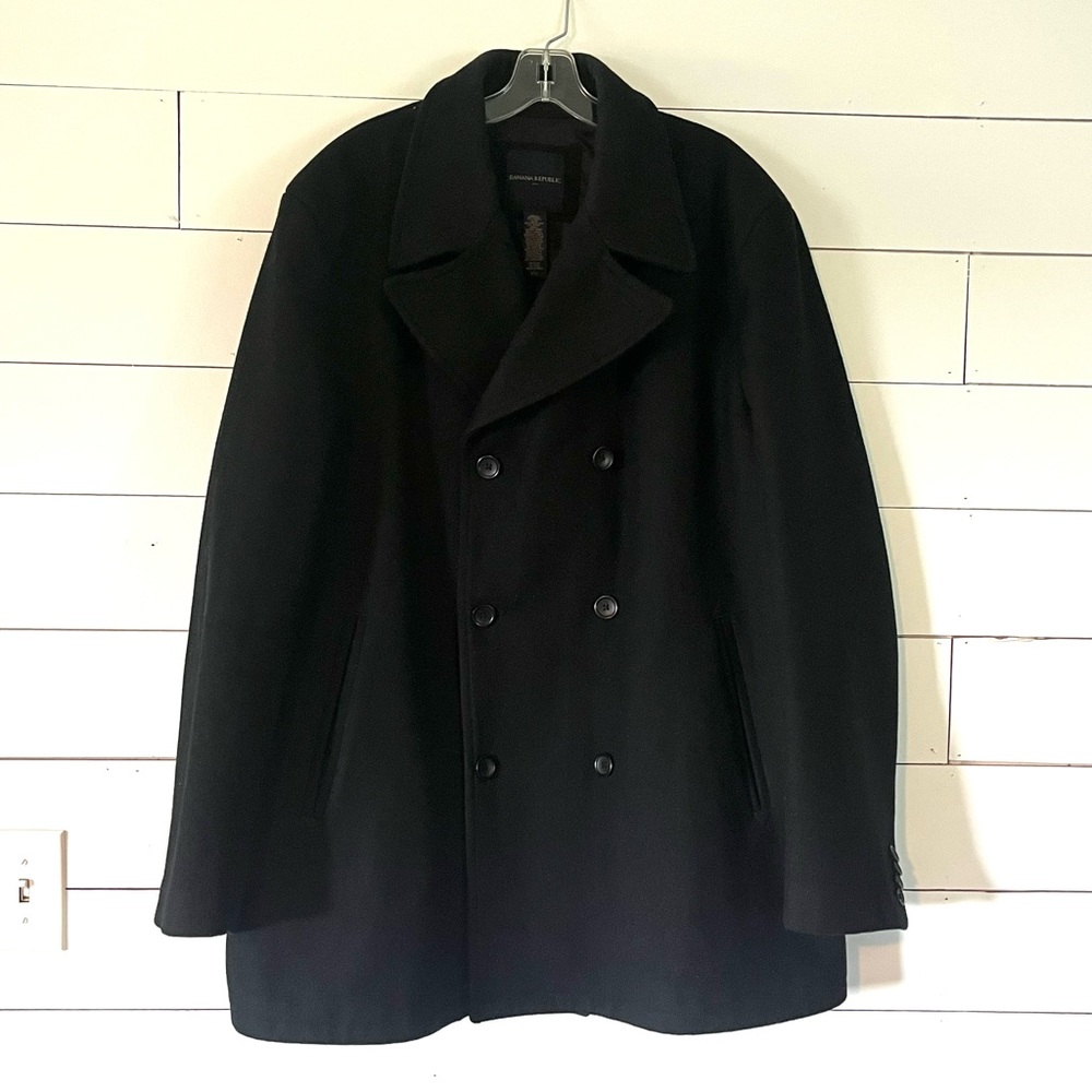 Men’s XXL Coat Banana Republic Wool Black Pea Coat
